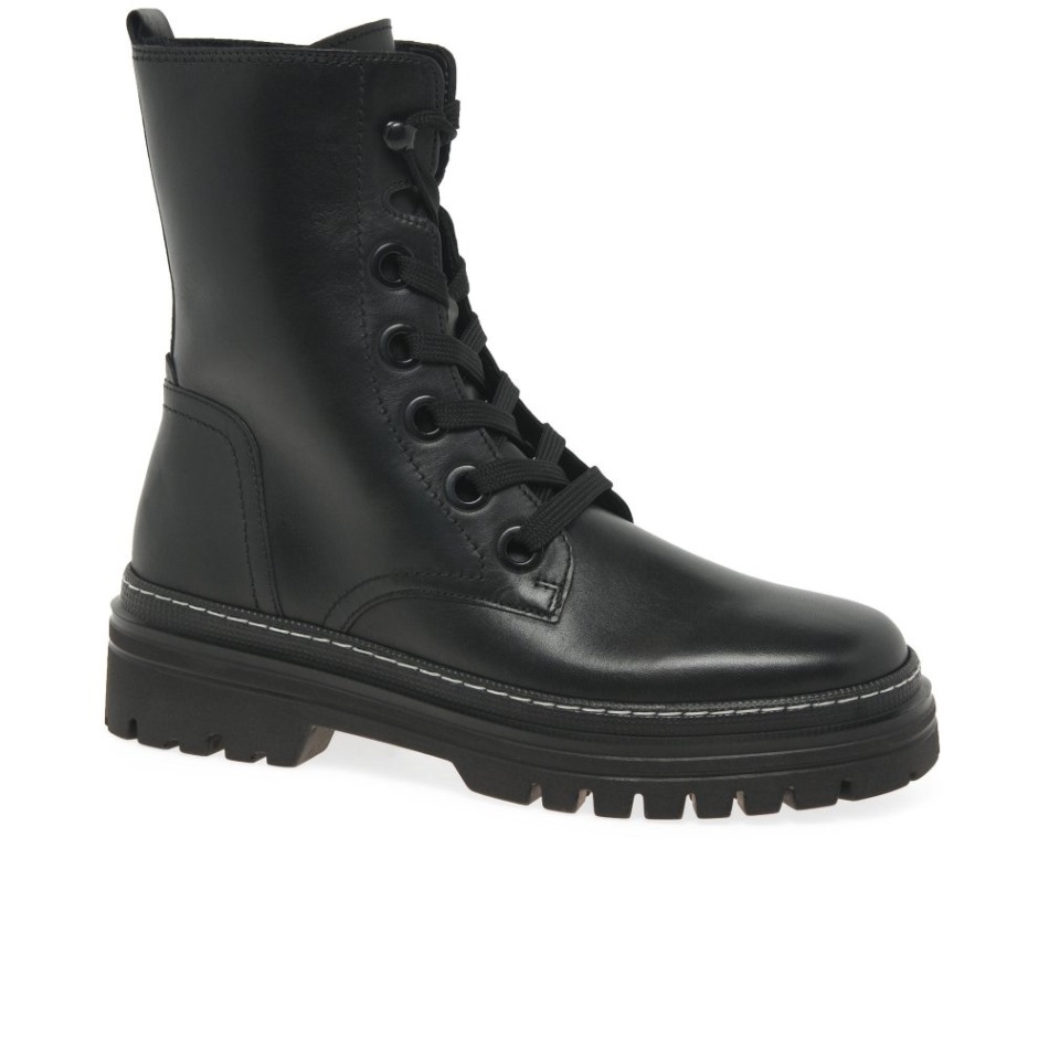 Gabour | Bottes Militaires Exclusives Pour Femmes De Gênes à Coutures Noires / Blanches